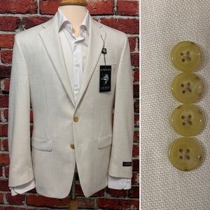 LAUREN RALPH LAUREN MENS BLAZER SIZE 38 IVORY CREAM SPORT COAT ULTRAFLEX JACKET